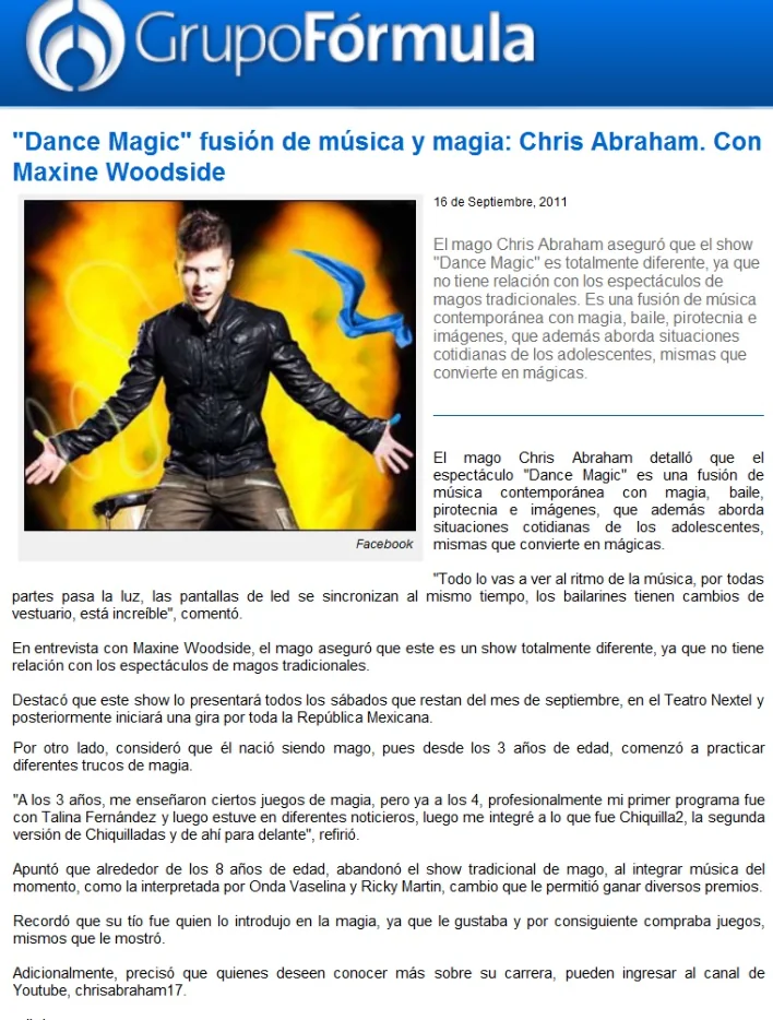 Nota de prensa sobre Dance Magic
